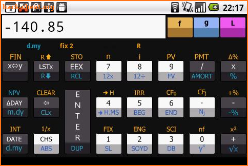 Financial RPN calculator screenshot