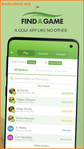 Find A Game: See when your friends can play golf screenshot