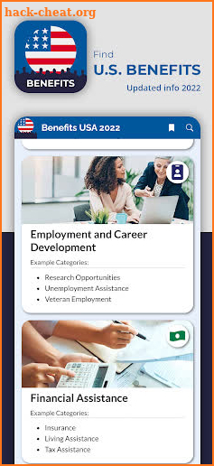 Find benefits in USA screenshot