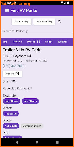 Find RV Parks screenshot