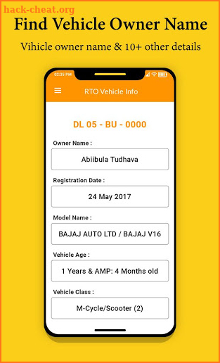 Find Vehicle Owner Detail / RTO Vehicle Details screenshot