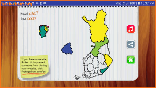 Finland Map Puzzle Game screenshot