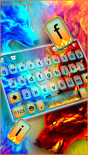 Fire Ice Wolf Keyboard Theme screenshot