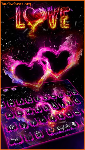Fire Neon Heart Keyboard Theme screenshot