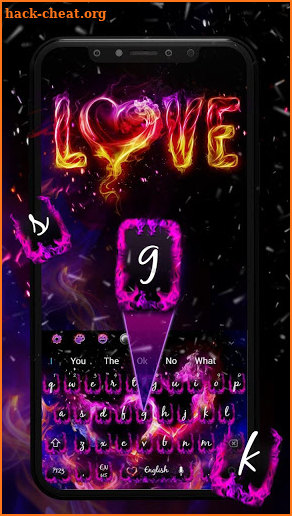 Fire Neon Heart Keyboard Theme screenshot