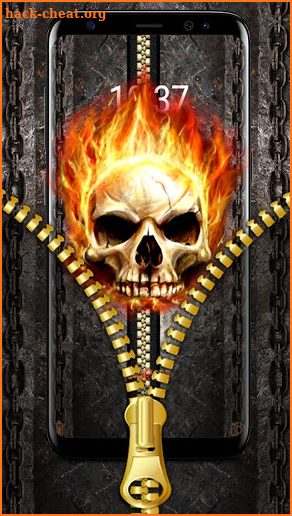 Fire Skull Zipper Lock Theme screenshot