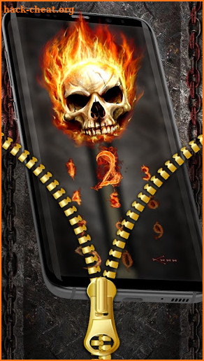 Fire Skull Zipper Lock Theme screenshot
