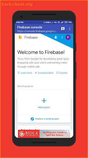 Firebase Console -Google firebase webview-firebase screenshot