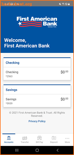 First American Bank and Trust screenshot
