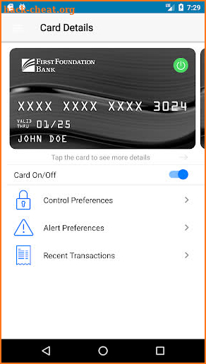 First Foundation Card Control screenshot