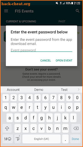 FIS Global Events App screenshot