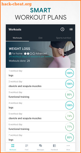 Fitness app: home, gym workout screenshot