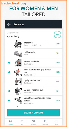 Fitness app: home, gym workout screenshot