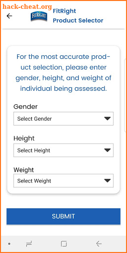 FitRight Product Selector screenshot
