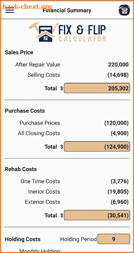 Fix & Flip Calculator - Real Estate screenshot