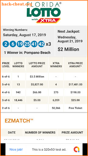 FL Lottery Results screenshot