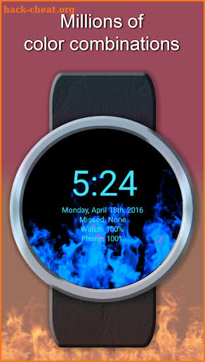 Flames Watch Face - Wear OS Smartwatch - Animated screenshot