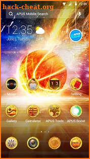 Flaming blood basketball APUS stylish theme screenshot