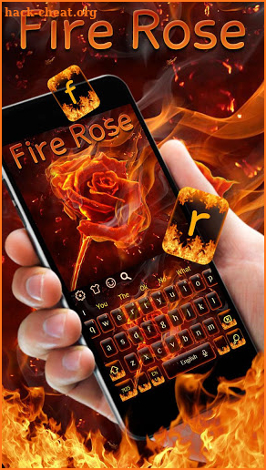 Flaming Fire Rose keyboard Theme screenshot