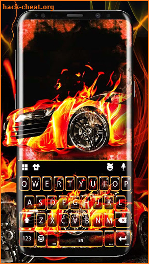 Flaming Sports Car Free Keyboard Theme screenshot