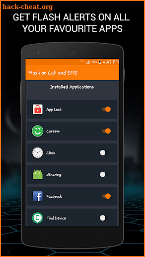 Flash on Call and SMS, Automatic Flash light screenshot