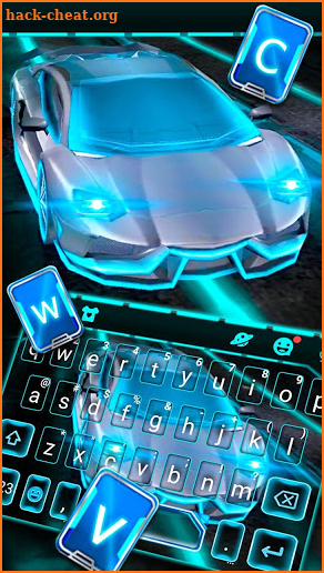 Flashy Neon Sports Car Keyboard Theme screenshot