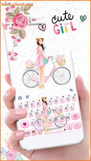 Floral Bicycle Girl Keyboard Theme screenshot