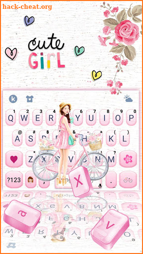 Floral Bicycle Girl Keyboard Theme screenshot