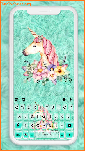 Floral Cyan Unicorn Keyboard Background screenshot