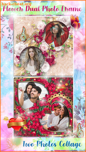 Flower Dual Photo Frame 🌸 Two Photos Collage screenshot