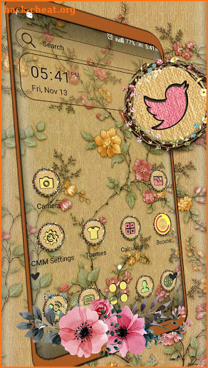 Flower Embroidery Theme Launcher screenshot