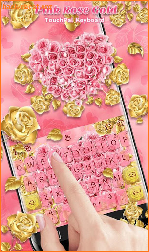 Flower Heart Pink Rose Gold Keyboard Theme screenshot