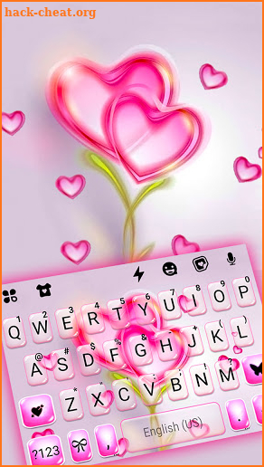 Flower Pink Hearts Keyboard Background screenshot