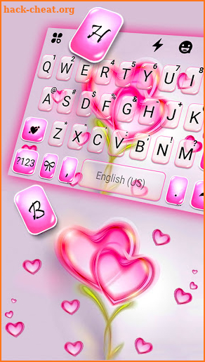 Flower Pink Hearts Keyboard Background screenshot