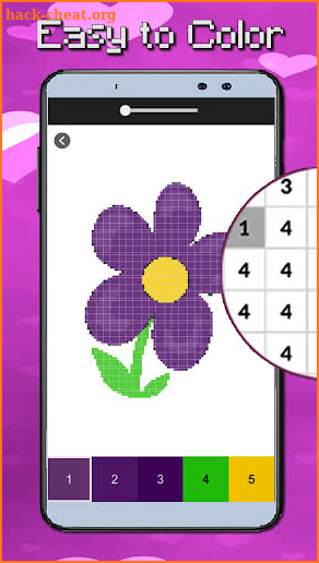 Flower Purple PixelARt Coloring By Number screenshot