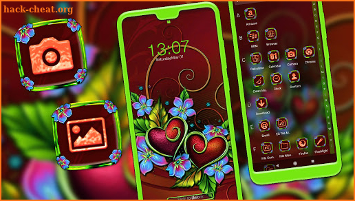 Flower Red Heart Launcher Theme screenshot