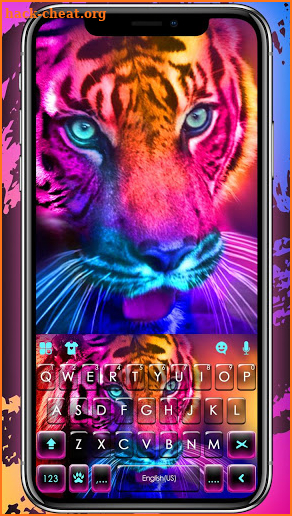 Fluorescent Neon Tiger Keyboard Theme screenshot