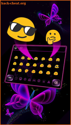 Fluorescent Purple Butterfly Keyboard Theme screenshot
