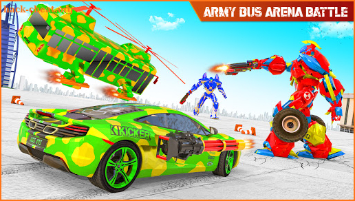 Fly Army Bus Robot Helicopter Car: Robot Car Games screenshot