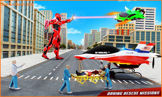 Flying Ambulance Air Jet Transform Robot Games screenshot