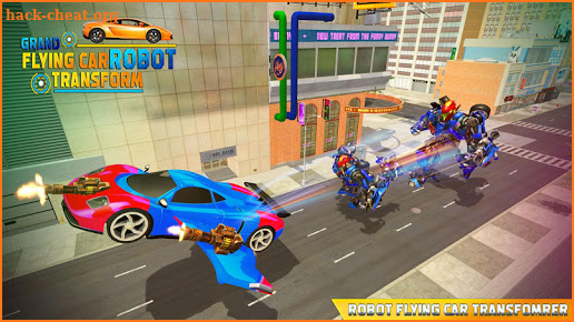 Flying car robot shooting games simulation 2020 screenshot