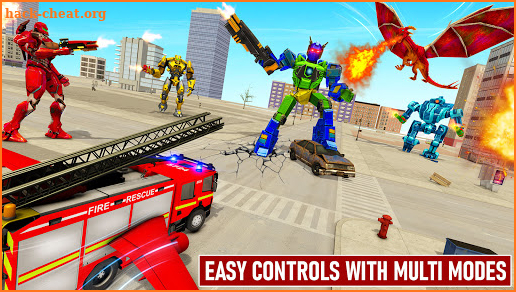 Flying Fire Fighter Truck Robot-Dragon Robot Games screenshot