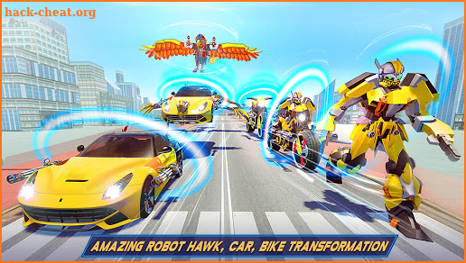 Flying Hawk Robot Transforming Car, Moto Bike Game screenshot
