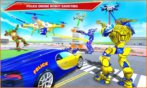 Flying Police Drone Robot Car Transform Robot Game screenshot