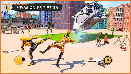 Flying Robot Hero vs Crime City Aliens:Rescue Game screenshot
