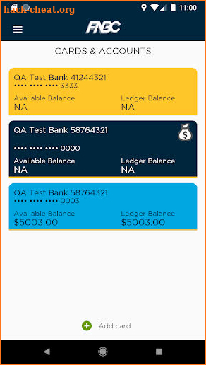 FNBC Debit Card Hub screenshot