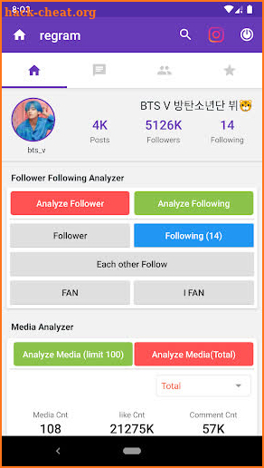 follower analyser for Instagram - InSSa Analyzer screenshot