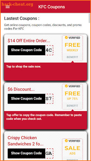 Food Coupons for KFC - Hot Discounts 🔥🔥 screenshot