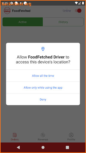 FoodFetched Driver screenshot