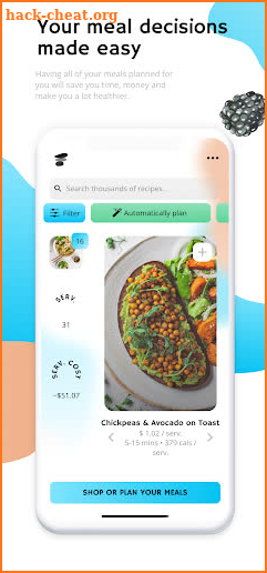 Fooge: Automatic meal planner screenshot